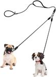 PetBonus Rope Double Dog Leash, No Tangle Dual Dog Leash, Reflective Walking Training Lead with Two Comfortable Padded Handles, 2 Dog Leash Coupler for Small Medium Dogs (1/3" x 6.5FT, Black)