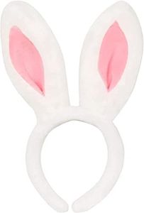 TRIXES Diadema Forma de Oreja de Coneja para Disfraces para Adultos o Niños Un Tamaño - Banda para Cabeza Orejas de Conejitas Fluffy Rosa y Blanco Accesorio de Disfraz Disfraz Carnaval y Pascua