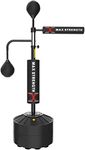MAXSTRENGTH 3-in-1 Freestanding Boxing Punching Bag Stand with 2 Speed Balls, 360° Relax Bar, PU-Wrapped Bag & Waterable Base, Adjustable Height Spinning Bar for MMA Training (Black)