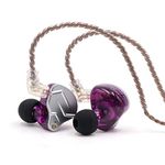 Linsoul KZ ZSN Pro Dual Driver 1BA+1DD Hybrid Metal Earphones HiFi in-Ear Monitor with Detachable 2Pin Cable, Zin Alloy Panel (with Mic, Purple)