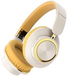 Bluetooth Headphones Over Ear, ESoundvol 60Hours Playtime Fashional Wireless Headphones with Strong Deep Bass HiFi Stereo Headphones Bluetooth for Laptop PC Cellphone TV School Study Travel(Gold)