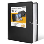 Nicpro 11x14" Art Portfolio Folder, 30 Pockets Display 60 Pages Art Painting Portfolio Binder with Clear Plastic Sleeves, Presentation Storage Book for Kids & Artists Artwork Drawing - (Black)