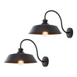 mirrea Farmhouse Outdoor Gooseneck Barn Wall Light with 14" Dome Matte Black Pack of 2