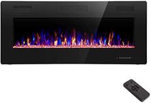 R.W.FLAME 42 inch Recessed and Wall Mounted,The Thinnest Fireplace,Low Noise, Fit for 2 x 6 and 2 x 4 Stud, Remote Control with Timer,Touch Screen,Adjustable Flame Color and Speed