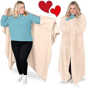 Adult Wearable Blanket Men with Sleeves - Birthday and Valentines Day Gifts for Her Wife - Cozy Wearable Blankets for Women - Comfy Valentine's Gift for Men, Girlfriend, Mom - Cream Throw Blanket