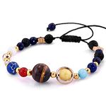 YEYULIN Handmade Galaxy Solar System Bracelet Universe Eight Planets Star Natural Stone Beads Bracelets Bangles