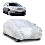 FAVY 100% Waterproof Car Cover for Ford Mondeo Full Car Body Cover with Mirror Pocket, All-Weather Protection with Elasticated Bottom Matellic Silver with Blue Piping (2005-2024)