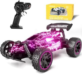 Tecnock RC Cars Remote Control Car for Boys and Girls, 1:18 Scale RC Car with LED Lights, 2.4GHz 2WD All-Terrain RC Truck, Rechargeable Battery for 50-Min Play, Gifts for Kids, Pink