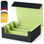 UAONO Card Storage Box, Premium Commander Deck Box Holds 1800+ Single Sleeved Trading Cards, PU Leather Card Deck Case Fits MTG Yugioh TCG Magic Game Cards (Black & Green)