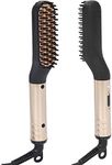Beard Straightener, 2 in 1 Beard Straightener and Hair Straightening Comb, Ionic Technology Heated Portable Anti-Scald Beard Brush for Men(gold)