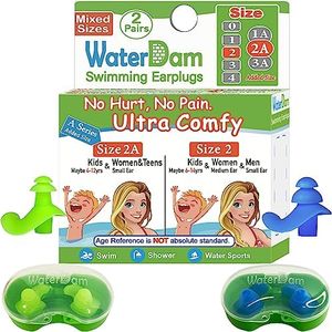 WaterDam A-Series Swimming Ear Plugs Ultra Comfy Great Waterproof Earplugs (Size 2A+2: Kids Teens Medium Ear Women Small Ear Men (Green Blue))