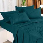 CCWB 100% Egyptian Cotton Bed Sheets 750 Thread Count Sateen Finish Luxuries Hotel Quality (Teal, Customize - 4 Pieces Sheet Set)