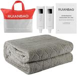 RUIANBAO RUIANBAO Washable Electric Blanket Dual&Singl Control Heated Throw Blanket Upgraded Heated Flannel Throw Rug with Auto Power Off,Timing,Temperature Adjustment 203x182cm(King)