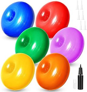 Threan 6 Pcs Donut Exercise Ball with Hand Pump, 6 Colors Ball Chair Flexible Seating for Classroom, Stability Inflatable Ball for Balance and Core Training, Yoga, Pilates Workouts