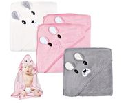 Forhome 3Pack Baby Towels Hooded,80X80 cm Baby Bath Towels,Hooded Towel Baby,Baby Bath Towel Baby Towel With Hood,Cute Baby Hooded Towel With Pattern Unisex 0-5 Years