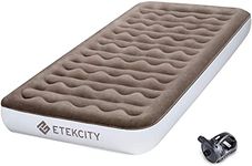 Etekcity Air Mattress Upgraded Twin Size Camping Air Bed Blow Up Bed Inflatable Mattress Raised Airbed with Rechargeable Pump for Guest, Camping, Hiking, Height 9", Storage Bag, Brown