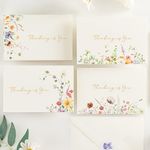 Crisky 12 Pack Wildflower Gold Foil Thinking of You Greeting Cards with Envelopes Boxed 4 Assortment Encouragement Cards to Send to Close Friends, Relative or Loved Ones