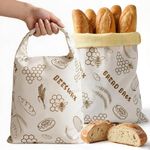 VrEnduuo 2 Pack Reusable Bread Bag, Beeswax Bread Bags for Homemade Sourdough Bread,Easy to Clean Cotton Food Storage Cloth Bag,Freezer-Friendly Keeps Fresh Longer XL 17"×12" (Honeycomb Design)
