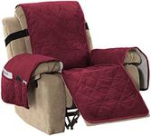 H.VERSAILTEX Thick Velvet Quilted Recliner Covers for Recliner Chair Cover Reclining Chair Slipcover Recliner Couch Cover with Non Slip Backing and Wider Elastic Strap (Oversaized Recliner, Burgundy)