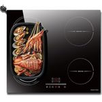 NOXTON Plug in Induction Hob 60 cm Flex Zones with 13AMP Plug, Induction Hob 4 Ring Built-in Slide Control, Timer, Pause Function, Safe lock, 2800W, 220V-240V