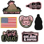 Maiteenly 6 Pcs Daddy Tactical Patches Hook and Loop Patch for Dad Funny Tactical Patches Include Pacifier, Bottle, and Flag Patches for Hats, Coats, Diaper Bags, Coats (Pink,Girl Daddy)