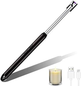 Encendedor Electrico, Encendedor Cocina Arco Eléctricos, con USB Rechargeable y Pantalla LED de batería Cuello Flexible Extendido Encendedor para Velas, Estufas de Gas, Camping Barbacoa (Negro)