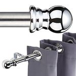 HOME COMPOSER Extra Long Curtain Rods, 1" Heavy Duty Outdoor Curtain Rods 120-inch to 170-inch, Adjustable Silver Curtain Rods for Patio, Sliding Glass Door, Living Room