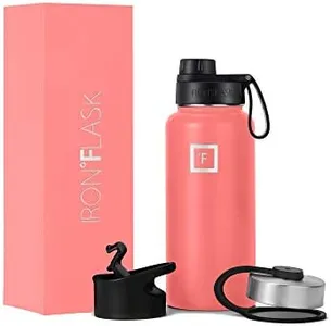 IRON °FLASK Sports Water Bottle - 32 Oz 3 Lids (Wide Spout Lid), Leak Proof - Stainless Steel Gym & Sports Bottles for Men, Women & Kids - Double Walled, Insulated Thermos, Mothers Day Gifts for Mom