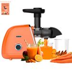 SOLARA Slow Juicer Cold Press Juicer, Easy Clean Slow Juicer Cold Pressed Juice Extractor, Slow Juicer for Fruits & Vegetables, 2 Speeds + Reverse Function Masticating Juicer, Recipes Incl, Orange