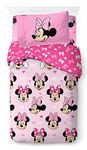 Jay Franco Disney Minnie Mouse Hearts & Love 100% Cotton 3 Piece Single Bedding Set - Includes Duvet Cover, Fitted Sheet & Pillowcase