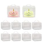 YIQXKOUY 10 Pack 7.8"x7.8"x5.9" Portable Tall Clear Cake Boxes Carrier Packaging Boxes with Handle Baking Cookie Display Pack for Birthday Anniversary Wedding Party Gift Display