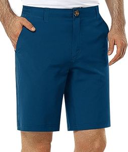33,000ft Mens Golf Shorts 9 inch Inseam Quick Dry Elastic Waist Classic-Fit Drawstring Dress Shorts Hiking Fishing Business Deep Blue