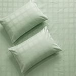 Urban Space 100% Cotton 300TC Jacquard bedsheets for King Size Bed, Pure Cotton Bedsheet King Bed, Checks bedsheet King Size with 2 Pillow Covers (108 x 108 Inches, Sage Green Checks)
