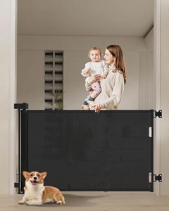 Extra-Wide Retractable Baby Gate & Pet Gate 86cm High Extends to 180cm Wide Baby Gate Stairs Doorways Indoor Retractable Gate Outdoor Extra Wide for Enhanced Safety Mesh Baby Gate (Black)