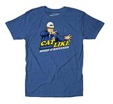 theCHIVE Chris Farley Tommy Boy Holy Schnikes 90s Comedy Movie T-Shirt, Cat Like Reflexes - Blue, Small