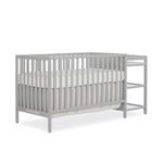 Dream On Me Synergy Convertible Crib and Changer in Pebble Grey with Detachable Changing Table, JPMA Certified, 1” Changing pad