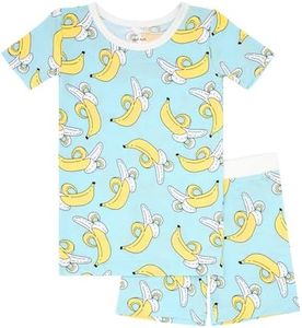 Little Sleepies Pajamas Set w/Short Sleeve Shirt & Shorts, Viscose from Bamboo Toddler Pajamas, Girl & Boys Pajamas for Kids, Bananas, 3T