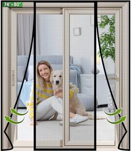 DIGDRAM Magnetic Screen Door Upgraded PET Mesh Greater Than Fiberglass and Polyester,Double Door Screen Magnetic Closure for Sliding Door,Patio Door and French Door,Fit Door Size 74" X 80"