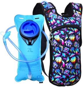 Sojourner Rave Hydration Pack - Hydration Backpack - Hydropack with 2L Bladder - Water Backpack for Festivals, Hiking, Running, Biking and More (Magic Mushroom)