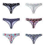 Pmrxi 6 Pack Women's Seamless Thong Floral Pattern Female G-Strings & Thongs Panties T-Back Seasonal Basic Cotton Stretch Underwear