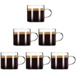 ParaCity Espresso Cups Set of 6, Espresso Cup 120ML, High Borosilicate Espresso Coffee Cup, Clear Glass Coffee Cup with Handle, Small Tea Cups, Espresso Accessories