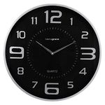 Kiera Grace Wall Clock, 18 Inch, Black Modern Classic Quartz Wall Clocks Battery Operated, Silent Non Ticking Home Decor for Living Room, Kitchen, Bathroom