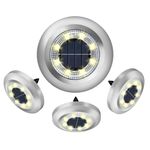 Solar Outdoor Lights，4 Pack Deck Lights Solar Powered - Outdoor Solar Ground Lights for Landscape， Lawn， Steps Decks， Pathway Yard Stairs Fences， Garden Decorations, (Warm White)