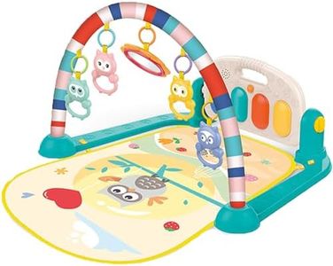Safe-O-Kid® Baby Play Mat Gym & Fitness Rack with Hanging Rattles Lights & Musical Keyboard Mat Piano - Yellow