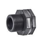 sourcing map Bulkhead Fitting, G3/4 Female Lengthen, Tube Adaptor Pipe Fitting with Silicone Gasket, for Water Tanks, PVC, Gray