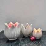 R&M Rameshwaram Marble Small Candle Holder Piece Flower Bowl (White) -3 Piece Set Candle Holder Coffee Table Decor | Entry Way Decor | Marble Candle Holder