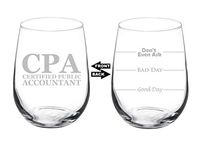 Wine Glass Goblet Two Sided Good Day Bad Day Don't Even Ask CPA Certified Public Accountant (17 oz Stemless)