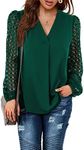 Beluring Long Sleeve T Shirts Women Longline V Neck Blouse Lightweight Swing Tunic Dark Green Size 18 20