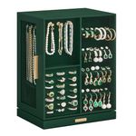 SONGMICS Jewelry Box 360° Rotating, Jewelry Storage Case with 5 Drawers, Forest Green UJBC170C01