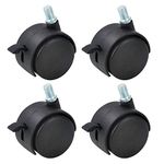 HOWDIA 4 Pack 2 Inch Nylon Plastic Replacement Caster Swivel Furniture Wheels Floor Protecting Office Chair Swivel Caster Threaded Stem with Brake Black